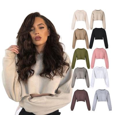 China 2021 Custom High Quality Casual Oversized Cropped Fleece Anti-Wrinkle Women Hoodie Hoody Pullover Top Sweatshirt For Spring Wear for sale