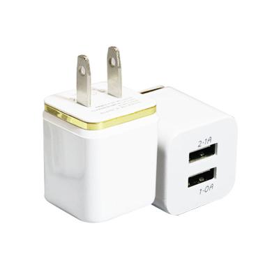 China Dual USB Charger Mobile Phone 1a2a Phnom Penh Power Adapter Color US Standard Multi Left Charger Mobile Phone for sale