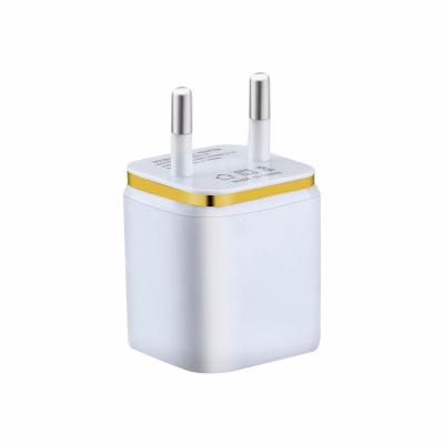 China Mobile Phone Factory Price 5V 2.1A Plug 10W 2 EU/USA Ports Travel Mobile Phone Adapter Dual USB Charger for sale