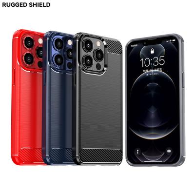 China Shockproof Soft Shockproof Mobile Brushed Carbon Fiber Designs Back Case For iPhone 13 Pro Max for sale