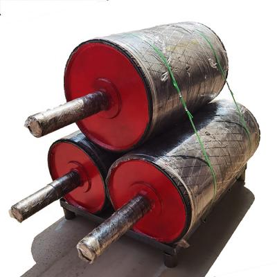 China Building material stores belt conveyor drum head pulley drive roller idler drum with motor and gear reducer box for sale