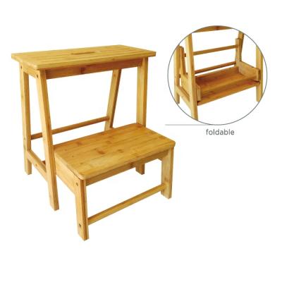 China Hot Sale Bamboo Foldable Children Folding Step Ladder Stool_FSC and BSCI Factory for sale