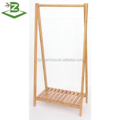 China Eco-friendly Floor Standing Clothing Rack Bamboo Coat Hanger BSCI and FSC Factory for sale