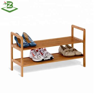 China Modern Wholesale Stackable Bamboo Rack 2 Layers Shoe Shelf Storage For Home_BSCI Factory for sale