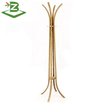 China Eco-friendly Salon Bamboo Clothes Rack Hat Coat Rack With Four Feet Factory_BSCI for sale