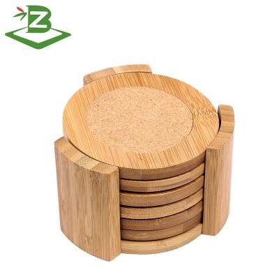 China Sustainable Bamboo Mat Tea Coffee Cup Cork Coaster Set With Holder_BSCI Factory for sale