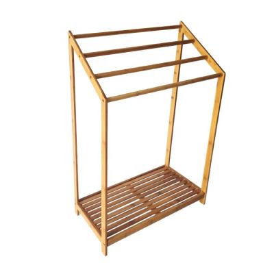 China Sustainable Bamboo Bath Towel Rack Rack Towel Rack With One Shelf for sale