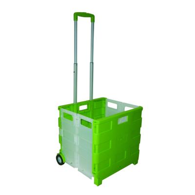 China Pack Folding And Rolling Box Trolley Aluminum Collapsible Portable Foldable Plastic Shopping Cart With Wheels 35 Kg for sale