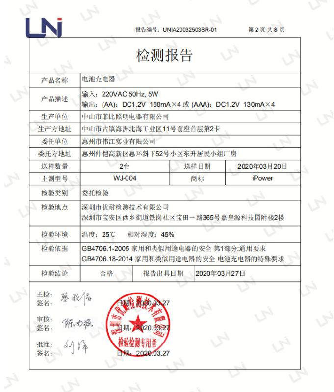 Test Certificate - Shenzhen Weijiang Battery Co., Ltd