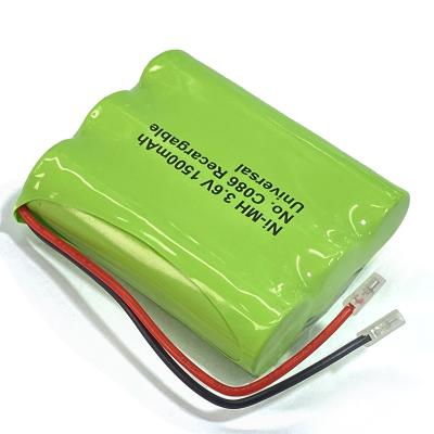 China Rechargeable NiMH Battery Pack  Nickel Metal Hydride Battery Pack 3.6v 1500mah for sale