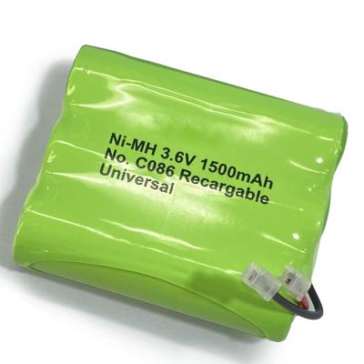 China Cylindrical 3.6 V NiMH Battery Pack 1500mah High Capacity Range For Toys for sale