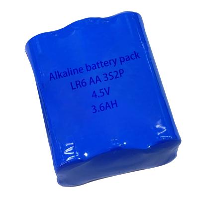 China MSDS AA Alkaline Battery Pack 3s2P 4.5V AA LR06 Batteries Blue for sale