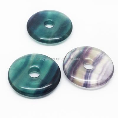 China Factory Supply Natural Polished Fluorite Donut Healing Crystal Donut Pendant For Sale for sale