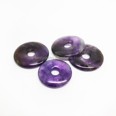 China Natural Gemstone Amethyst Donut Pendant For Jewelry Making for sale