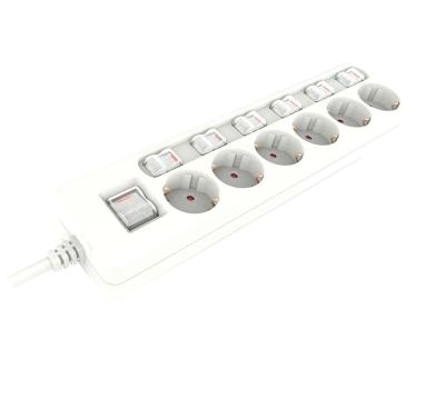 China Residential / General Purpose EU Type 5 Way Surge Protector ABS Material Waterproof Plug Power Strip With Switch for sale