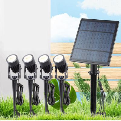 China 4 Lamps Outdoor Waterproof Garden RGB Solar Garden Light Spotlight for Yard Lawn Garden for sale