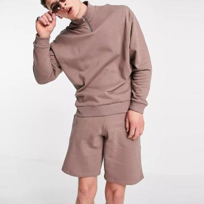 China New 2021 Breathable Oversized Sweatshirt Sweater Two Piece Half Tracksuit Zipper And Oversized Cropped Set for sale