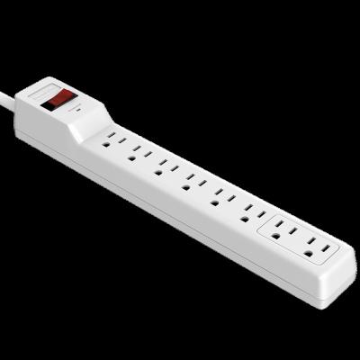 China 8 Surge Protection NEMA 5-15P 2 Outlets Residential / General Purpose Light Indicator To NEMA 5-15R Power Strip With 125V 15A 60Hz 1875W for sale