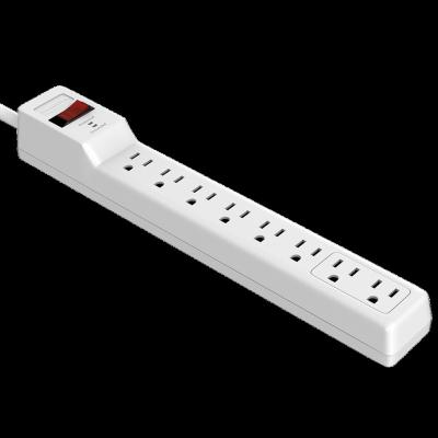 China 8 Outlet Residential / General Purpose Light Up and Ground Surge Protection Power Strip Indicator With Flat Plug for sale