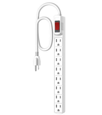 China Residential / General Purpose 14AWG ABS Flame Retardant Housing Braided Cord 10 Ft 8 Outlet White Power Tape for sale