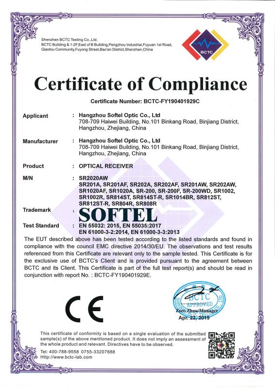 CE - Hangzhou Softel Optic Co., Ltd.