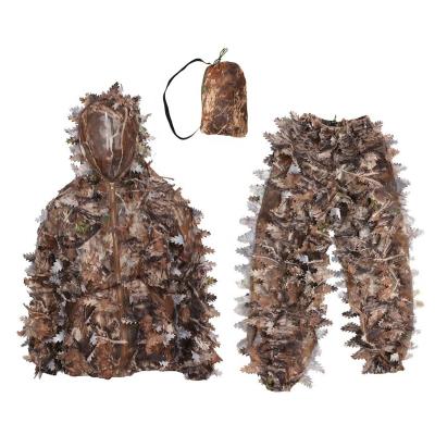 China Work Outdoor Camouflage Suit 3D Camouflage Hooded Ghillie Suit Outdoor Hunting Clothing With Breathable Face Mask Camouflage Ghillie Suit for sale