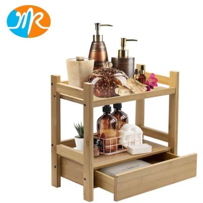 China Viable Bamboo 2-Tier Makeup Organizer Display Stand Shelf for Toiletries Housewares Display for Bathroom Kitchen Office for sale