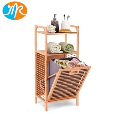 China Handles Bamboo Laundry Basket With Shelf For Bathrooms Space Saving Storage Laundry Basket for sale