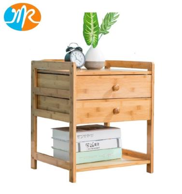 China Nightstand Bamboo Bedroom Night Stand Table With Bottom Shelf And Drawers for sale