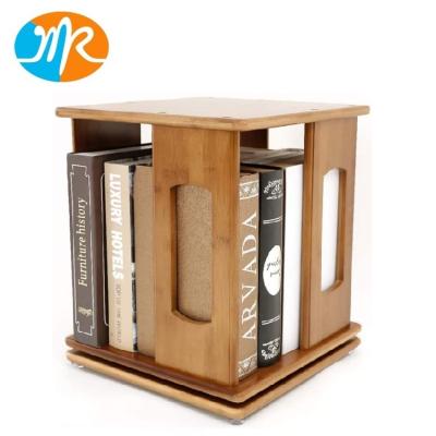 China (Other) Adjustable Shelf Bedroom Office Rotating Bamboo Wooden Bookcase for sale