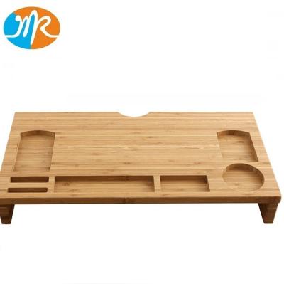 China PC Office Storage Desk Organizer Computers Shelf Wooden Bamboo Monitor Stand for sale