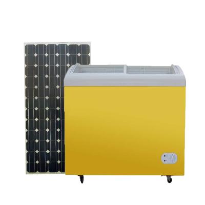 China 258L China Factory Hotel DC 12V 24V Solar Ice Cream Freezer Freezers With Panel for sale