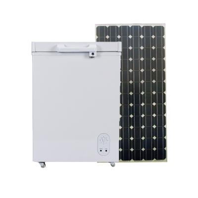 China 108L Hotel Chinese Factory Single Door Chest Freezer DC 12V Solar Freezer With Solar Panel for sale