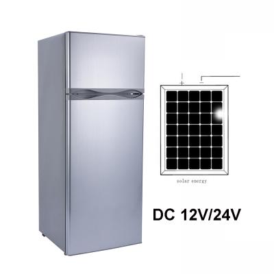 China Good Quality Solar Compressor 268L LED Display Double Door 12V 24V Deep Fridge for sale