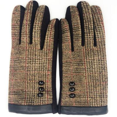 China Soft-Feeling Factory Wholesale Touch Screen Plaid Leather Gloves Christmas Gift Gloves With Button for sale