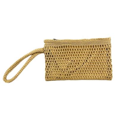 China Fashion Bohemian Bohemian Style Knitting Clutch Bag For Women Female Hollow Out Small Handbag With Wristband Wholesale for sale