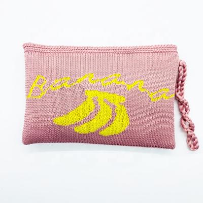 China Banana Bohemian jacquard fashion knitting clutch bag for women female small handbag with wristband wholesale for sale