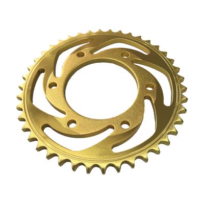 China Reasonable price of A3 Steel/1045 steel high performance motorcycle chain and sprocket gold color sprocket kit SNIPER-150 MXi for sale