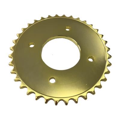 China A3 Steel/1045 Steel High Performance Motorcycle Parts Chain And Sprocket Gold Color Sprocket WAVE 125 36T for sale