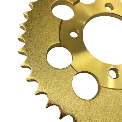 China A3 Steel/1045 Steel High Performance Motorcycle Parts Chain and Sprocket WAVE/DREAM 110 Gold Color for sale