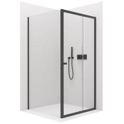 China 2023 Modern New Design Chrome Black Framed Sliding Door Shower Enclosure Safety Glasses Bathroom Shower Enclosure Shower Room for sale