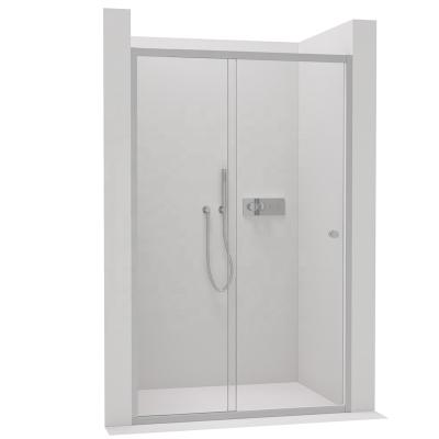 China Modern Luxury Straight 2 Panels Soft Close Sliding Bathroom Shower System Shower Enclosure Double Glass Door Roller for sale