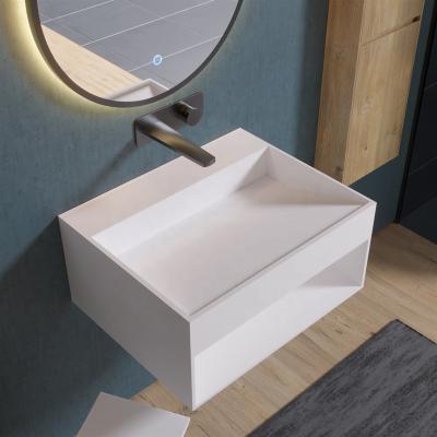 China Resin Modern Artificial Stone Basins Drop Down Wash Basin Bathroom Acrylic Solid Gel Coat Outdoor Sink for sale