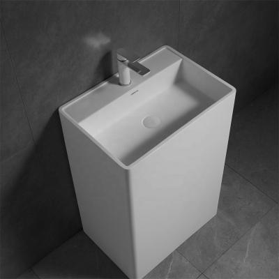 China Modern Portable Free Standing Pedestal Acrylic Wash Sink Solid Outdoor Free Standing Basin for sale