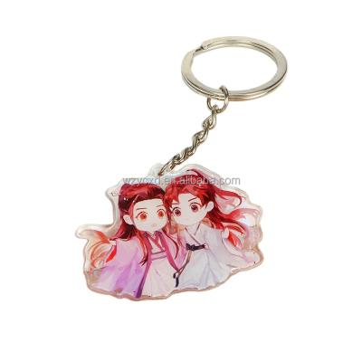 China Promotion Anime laser bilateral pink kawai diamond key chain gift customized printed acrylic insert for sale