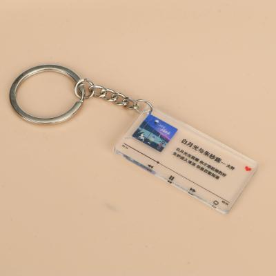 China Custom Printed Promotional Gift 3 Inch Rectangle Blank Custom Key Chain Acrylic For Make for sale