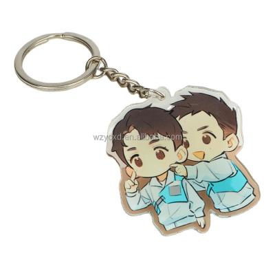 China Promotional Gift Custom Rainbow Printed Acrylic Transparent Chain Head Double Sided for sale