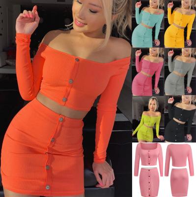 China 2021 Viable New Breathable Summer Quality Cotton Plus Size Casual 2 Piece Knitted Women's Skirt And Top Set for sale