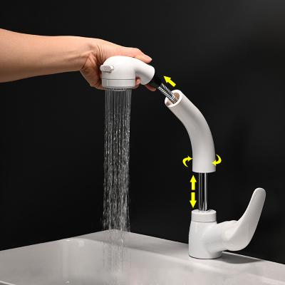 China Single Metered Bathroom Sink Faucet Waterfall Handle Bathroom Vessel Faucets White Sink Faucet Height-Adjustable for sale