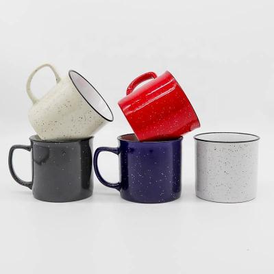 China Sustainable High Quality Hot Sale Christmas Coffee Custom Design Logo Printing Enamel Ceramic Camping Mug for sale